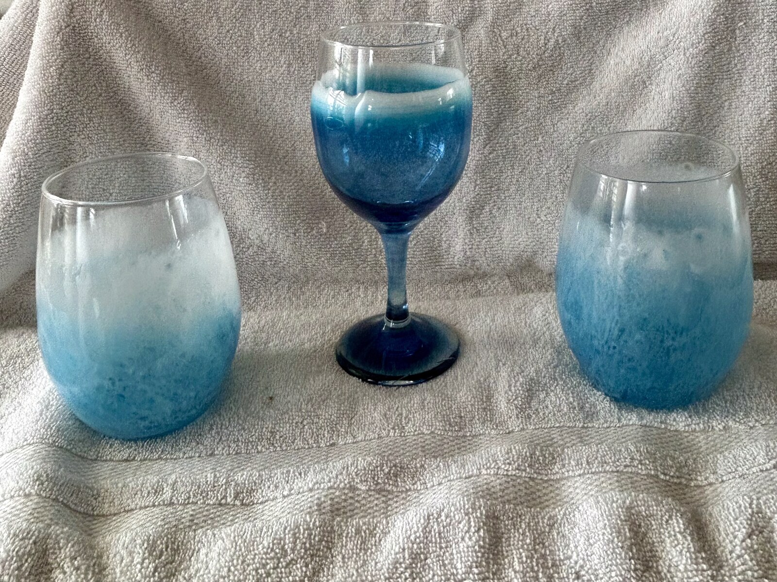 OBX resin letter display with blue glitter and star accents