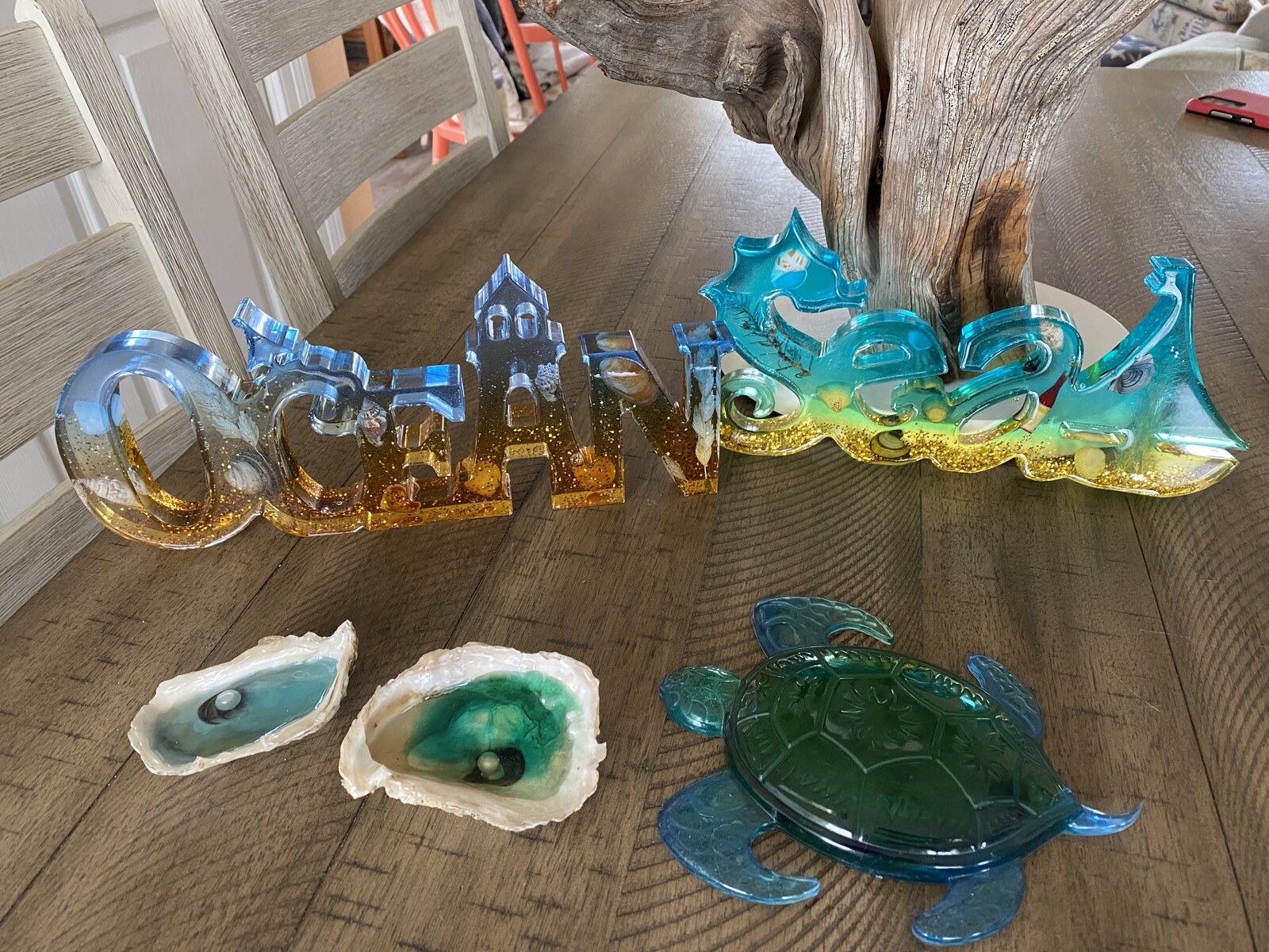 Blue resin glassware set by OBX Resin