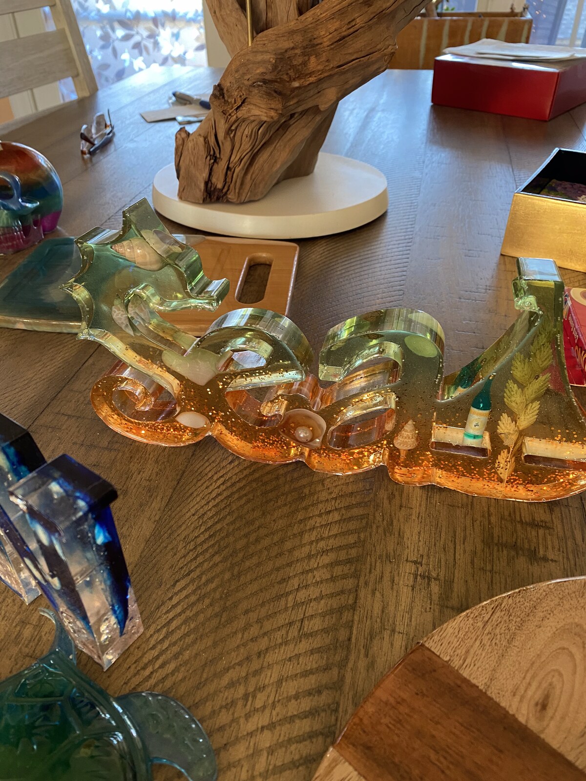 Seas the Day resin charcuterie boards with ocean wave design